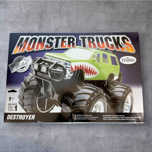 TESTORS Monster Trucks DESTROYER Metal Model Kit 302 New Sealed Box Age 8+ Skill - Picture 1 of 7